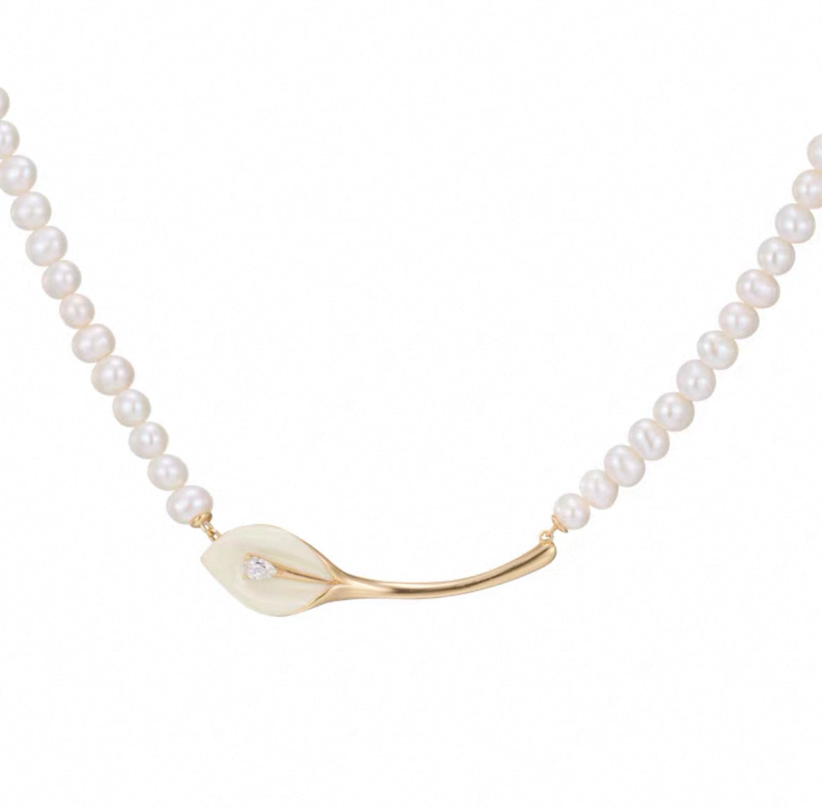 Calla Lily Pearl Necklace